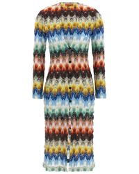 Missoni - Truien & Vesten ,Veelkleurig ,Raschel Lace Lamé Maxi Cardigan - Lyst