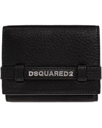 DSquared² - Accessoires ,Zwart ,Leer Leren Portemonnee Met Logo - Lyst