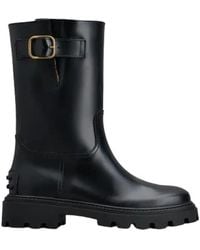 Tod's - Buckle Detail Leather Boots - Lyst