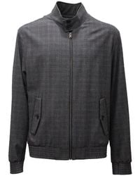 SELECTED - Hoodies & Sweatvesten ,Blauw ,Katoen Grijze Geruite Jas - Lyst