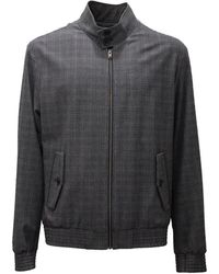 SELECTED - Hoodies & Sweatvesten ,Blauw ,Katoen Grijze Geruite Jas - Lyst