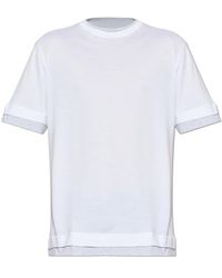 Eleventy - Tops ,Grijs ,Katoen Katoenen T-Shirt Met Ronde Hals - Lyst