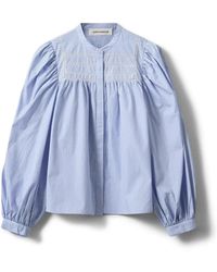 Sofie Schnoor - Blau Gestreiftes Hemd Mit Rüschen-Details - Lyst