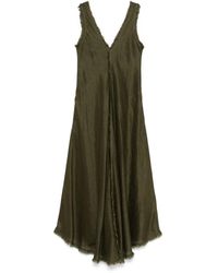 P.A.R.O.S.H. - P.A.R.O..H. ,Kleedjes ,Groen ,Linnen Fern Linen Bleach Jurk - Lyst