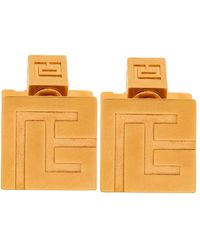 Balmain - Accessoires ,Geel ,3D Pb Hoop Oorbellen - Lyst