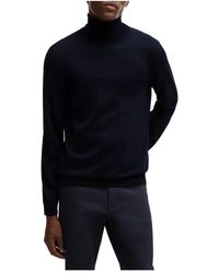 HUGO - Truien & Vesten ,Blauw ,Wol Blauwe Wollen Coltrui - Lyst