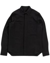 Rick Owens - Overhemden ,Zwart ,Wol Zwarte Wollen Shirt Met Knoopsluiting - Lyst