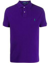 Ralph Lauren - Tops ,Paars ,Katoen Polo Shirt Met Korte Mouwen En Geborduurd Logo - Lyst
