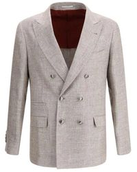 Brunello Cucinelli - Stijlvol Linnen Double-Breasted Blazer - Lyst