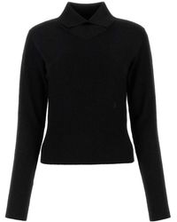 Jil Sander - Truien & Vesten ,Zwart ,Wol Zwarte Wollen Coltrui - Lyst