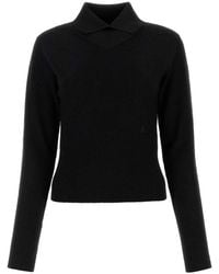 Jil Sander - Truien & Vesten ,Zwart ,Wol Zwarte Wollen Coltrui - Lyst