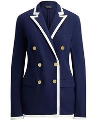 Ralph Lauren - Tweekleurige Double-Breasted Piqué Blazer - Lyst