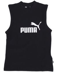 PUMA - Zwarte Slim Logo Tank Top - Lyst