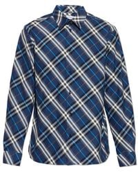 Burberry - Overhemden ,Blauw ,Katoen Robert Shirt - Lyst