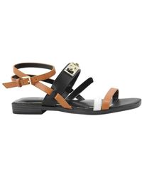 Guess - Schoenen ,Zwart ,Leer Platte Sandalen - Lyst