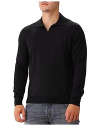 Gran Sasso - Schwarzes athleisure strick langarm polo - Lyst