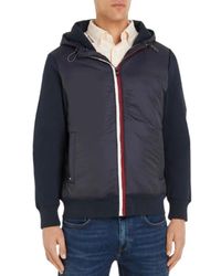 Tommy Hilfiger - Jassen ,Blauw ,Katoen Hooded Bi-Material Gilet - Lyst