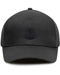 Moncler - Accessoires ,Zwart ,Katoen Cotton Gabardine Baseball Cap - Lyst