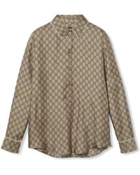 Gucci - Bedrukte Zijden Twill Blouse - Lyst