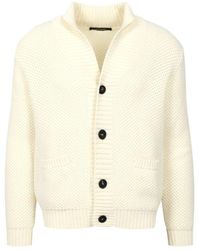 Tagliatore - Cremefarbener wollpullover mit knopfverschluss - Lyst