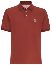 Brunello Cucinelli - Tops ,Oranje ,Katoen Polo Shirt Van Katoen Piqué Met Logo - Lyst