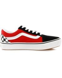 Vans - Comfycush Old Skool Checkerboard Sneakers Schwarz/Rot - Lyst