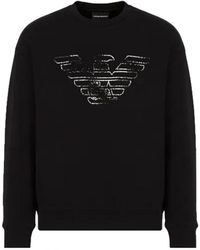 Emporio Armani - Felpa nera in double jersey con stampa logo graffiti - Lyst