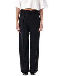 Isabel Marant - Broeken ,Zwart ,Wol Geplooide Broeken - Lyst