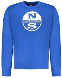 North Sails - Hoodies & Sweatvesten ,Blauw ,Katoen Katoenen Sweatshirt Met Geribbelde Zoom En Manchetten - Lyst