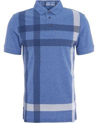 Barbour - Oversized tartan polo shirt in chambray - Lyst