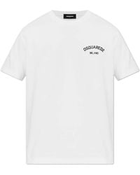 DSquared² - Tops ,Wit ,Katoen T-Shirt Met Logo - Lyst