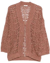 Panicale - Truien & Vesten ,Bruin ,Katoen V-Hals Cardigan - Lyst