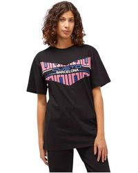 Custoline - Schwarze baumwolltops t-shirt mit frontdruck - Lyst