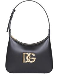 Dolce & Gabbana - Borsa a tracolla in pelle nera con logo dg - Lyst