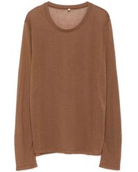 Baserange - Tops ,Bruin ,Bruine Ronde Hals Trui - Lyst