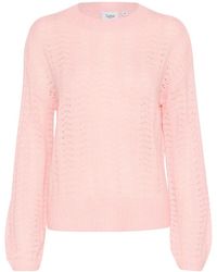 Saint Tropez - Truien & Vesten ,Roze ,Wol Gezellig Gebreide Trui Met Uniek Patroon - Lyst
