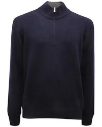 Gran Sasso - Truien & Vesten ,Blauw ,Wol Half-Zip Sweater 23125/19621 - Lyst