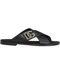 Dolce & Gabbana - Leren Sandalen Met Dg-Logo - Lyst
