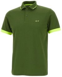 Sun 68 - Tops ,Groen ,Katoen Stripe Fluo Polo - Lyst