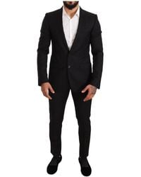 Dolce & Gabbana - Slim-fit 2-delig Martini-kostuum Van Zwart Wollen Logo - Lyst