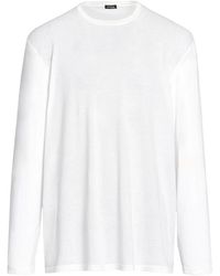 Kiton - Weiße baumwoll-langarm-rundhals-t-shirt - Lyst