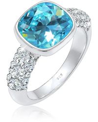 Elli Jewelry - Elegante Ring Van Sterling Zilver Met Swarovski-Kristallen - Lyst