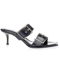 McQueen - Schicke Schwarze Ledersandalen - Lyst