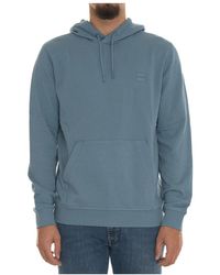 BOSS - Hoodies & Sweatvesten ,Blauw ,Katoen Hooded Sweatshirt Met Zijlogo - Lyst