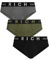 John Richmond - Ondergoed ,Veelkleurig ,Katoen Tripack Slip Lage Taille Van Gekamd Katoen - Lyst