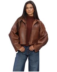 DRYKORN - Jassen ,Bruin ,Leer Elstow Jacket - Lyst
