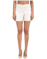 MSGM - Korte Broeken ,Wit ,Katoen Short Shorts - Lyst
