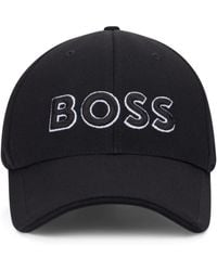 BOSS - Accessoires ,Zwart ,Polyester Gebreide Piqué Pet Met Geborduurd Logo - Lyst