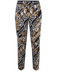 Versace Jeans Couture - Broeken ,Veelkleurig ,Zwarte Slim Fit Broek - Lyst