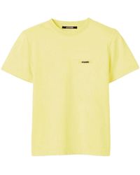 Jacquemus - Tops ,Geel ,Katoen Gros Grain T-Shirt Met Korte Mouwen - Lyst